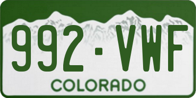 CO license plate 992VWF