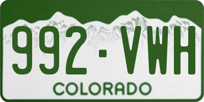 CO license plate 992VWH