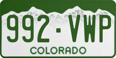 CO license plate 992VWP