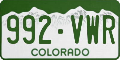 CO license plate 992VWR