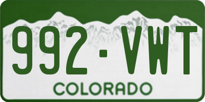 CO license plate 992VWT