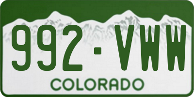 CO license plate 992VWW