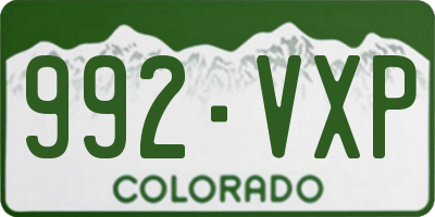 CO license plate 992VXP