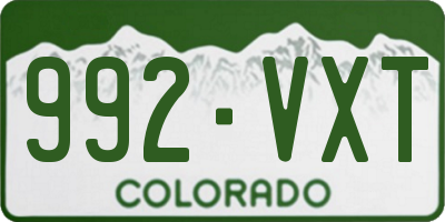 CO license plate 992VXT