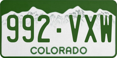 CO license plate 992VXW