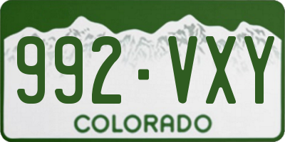 CO license plate 992VXY