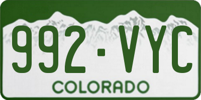 CO license plate 992VYC