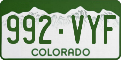 CO license plate 992VYF