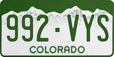 CO license plate 992VYS