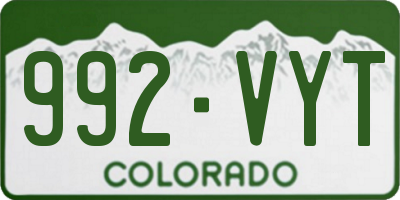 CO license plate 992VYT