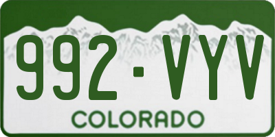 CO license plate 992VYV