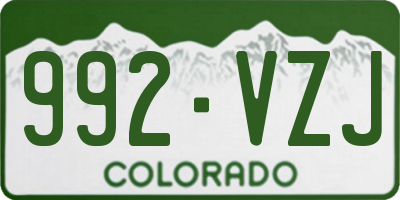 CO license plate 992VZJ
