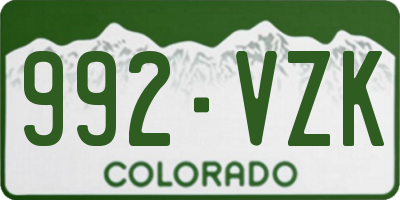 CO license plate 992VZK