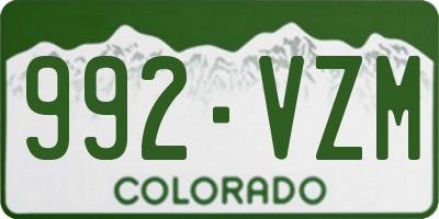 CO license plate 992VZM