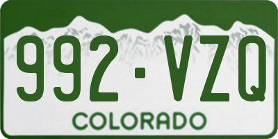 CO license plate 992VZQ