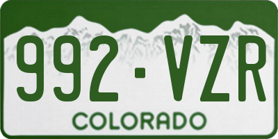 CO license plate 992VZR
