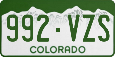 CO license plate 992VZS