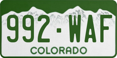 CO license plate 992WAF
