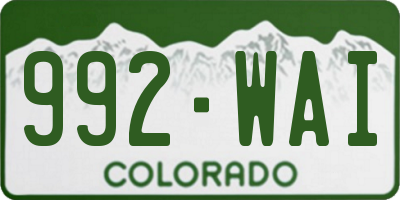 CO license plate 992WAI