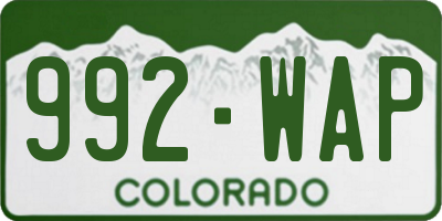 CO license plate 992WAP