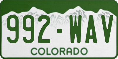 CO license plate 992WAV