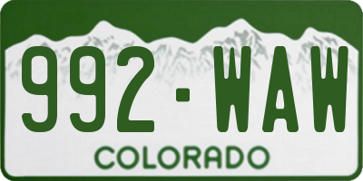 CO license plate 992WAW