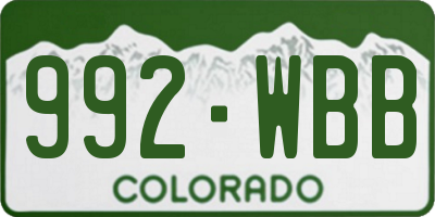 CO license plate 992WBB