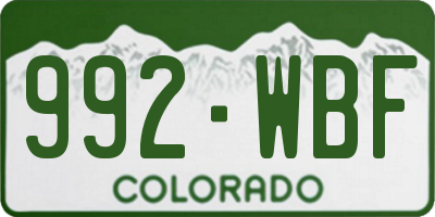 CO license plate 992WBF