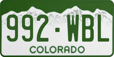 CO license plate 992WBL
