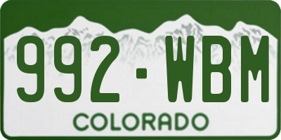 CO license plate 992WBM