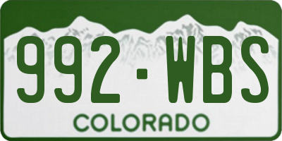 CO license plate 992WBS