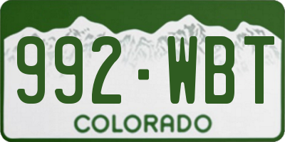 CO license plate 992WBT