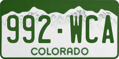 CO license plate 992WCA
