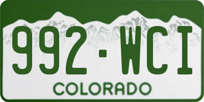 CO license plate 992WCI