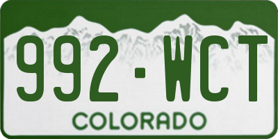 CO license plate 992WCT