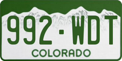CO license plate 992WDT