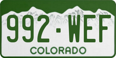 CO license plate 992WEF