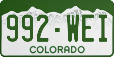 CO license plate 992WEI
