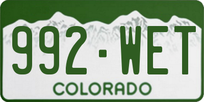 CO license plate 992WET