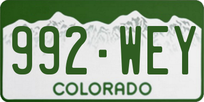 CO license plate 992WEY