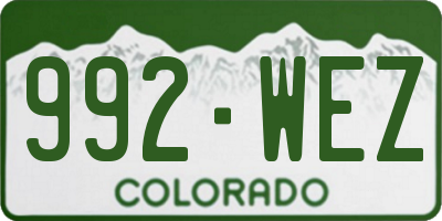 CO license plate 992WEZ