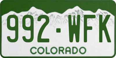 CO license plate 992WFK