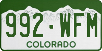 CO license plate 992WFM