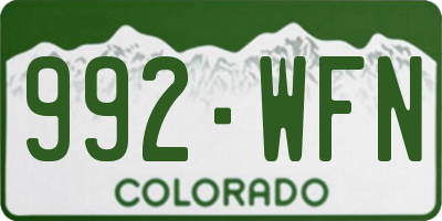CO license plate 992WFN
