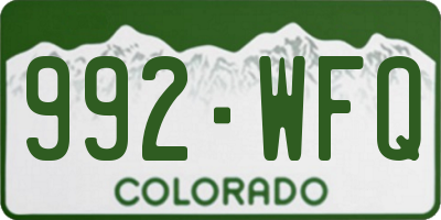 CO license plate 992WFQ