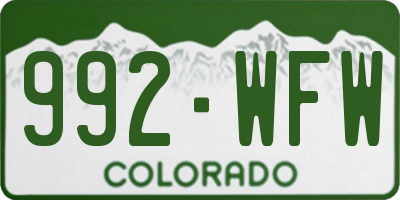 CO license plate 992WFW