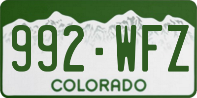 CO license plate 992WFZ