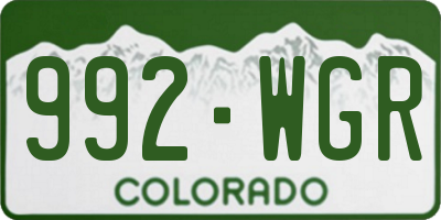 CO license plate 992WGR
