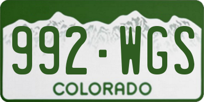 CO license plate 992WGS