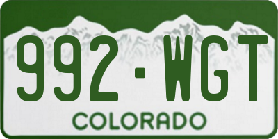 CO license plate 992WGT